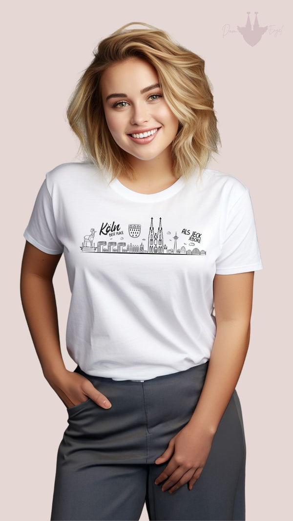 Kölsch Mädche Skyline T-Shirt weiß