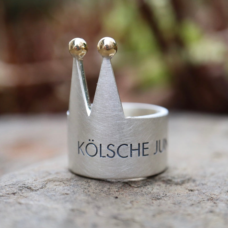 Kölner-Dom Ring -L- mit 750 Goldkugeln  & Gravur