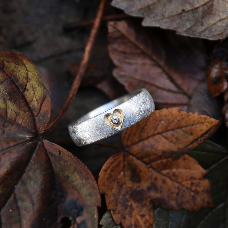 ICH LIEBE DICH RING (6mm breit) eismatt mit Diamant