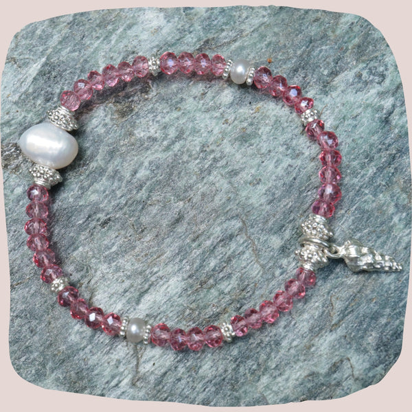 Glitzerstein Armband mit Muschel