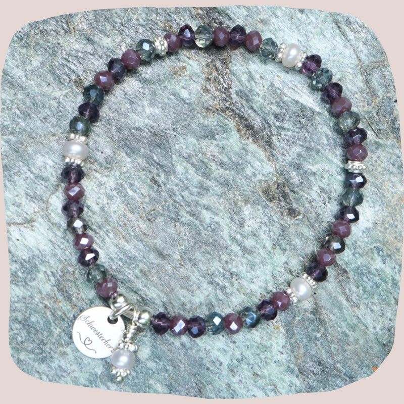 Glitzerstein Armband mit Schwesterherz