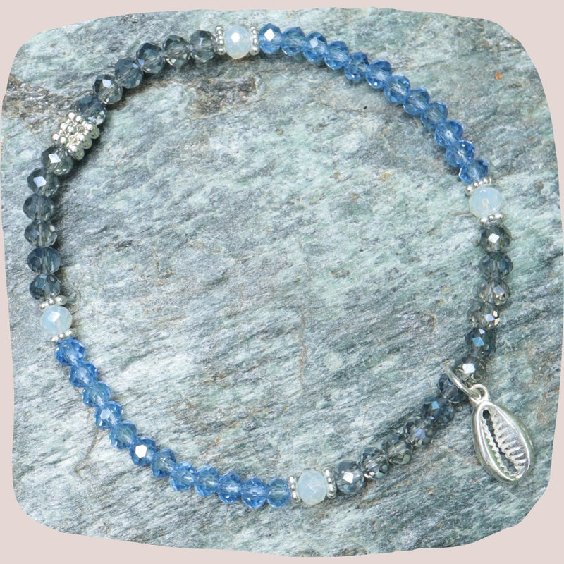 Glitzerstein Armband mit Muschel