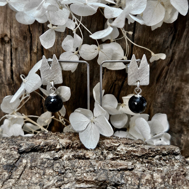 Kölner-Klüngel Ohrringe mit Onix Kugel