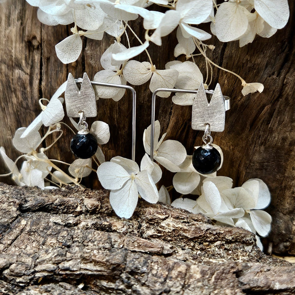 Kölner-Klüngel Ohrringe mit Onix Kugel