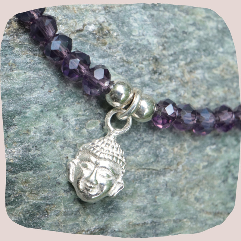 Glitzerstein Armband mit Buddha & Gesundheit