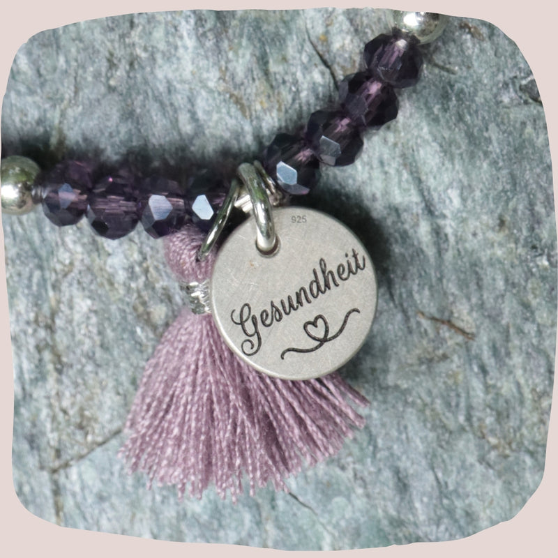 Glitzerstein Armband mit Buddha & Gesundheit