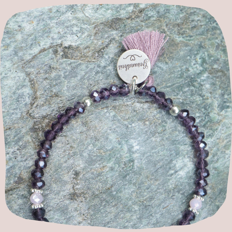 Glitzerstein Armband mit Buddha & Gesundheit