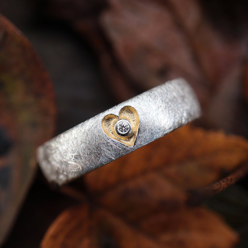 ICH LIEBE DICH RING (6mm breit) eismatt mit Diamant
