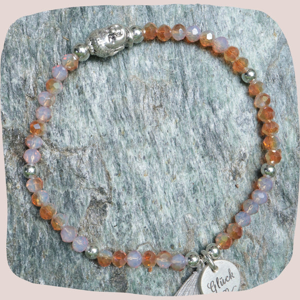 Glitzerstein Armband mit Buddha & Glück