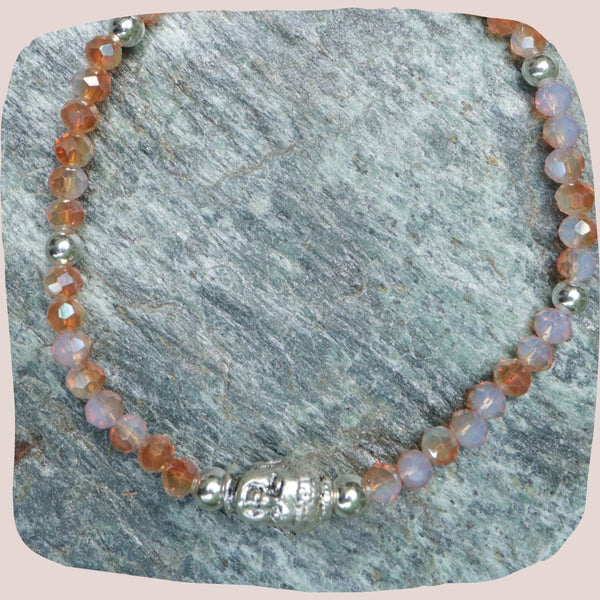 Glitzerstein Armband mit Buddha & Glück