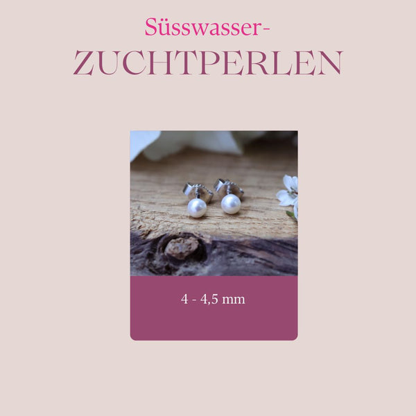 Perlen Ohrstecker aus 925 Silber mit runden Süßwasser-Zuchtperlen