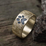 8 mm breiter Ring mit Pfote, eismatt