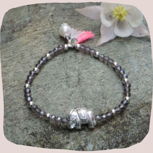 Glitzerstein Armband mit Elefant