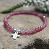 Armband mit Kölner Dom-Schutzengel rosa Turmalin