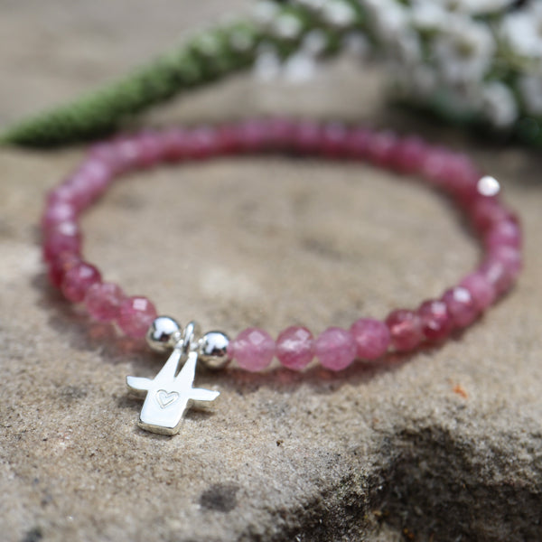 Armband mit Kölner Dom-Schutzengel rosa Turmalin