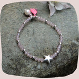 Glitzerstein Armband rosa mit Stern
