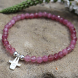 Armband mit Kölner Dom-Schutzengel rosa Turmalin