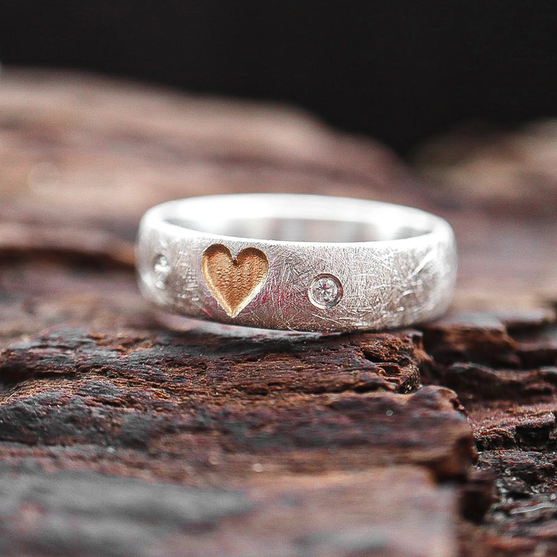 ICH LIEBE DICH RING (6mm breit) eismatt mit Diamanten