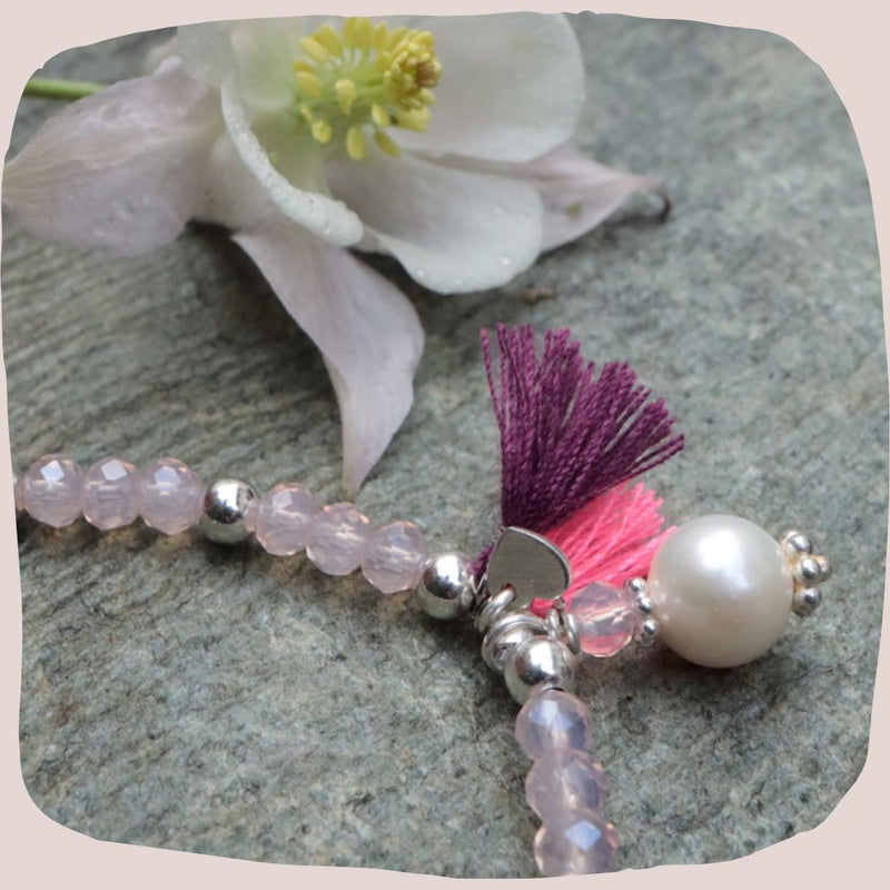 Glitzerstein Armband rosa mit Stern