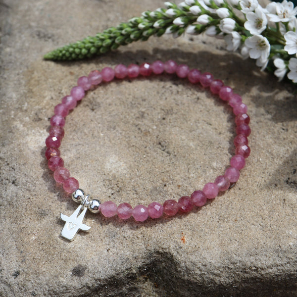 Armband mit Kölner Dom-Schutzengel rosa Turmalin