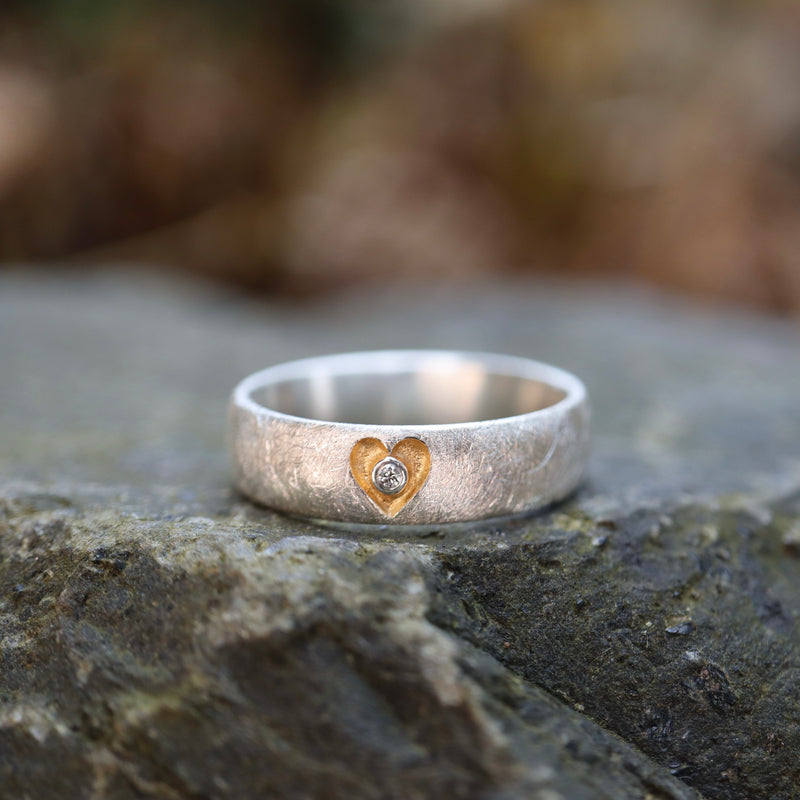 ICH LIEBE DICH RING (6mm breit) eismatt mit Diamant