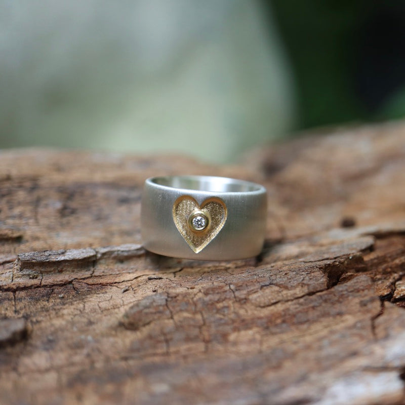 ICH LIEBE DICH RING (10 mm breit) mit Diamant