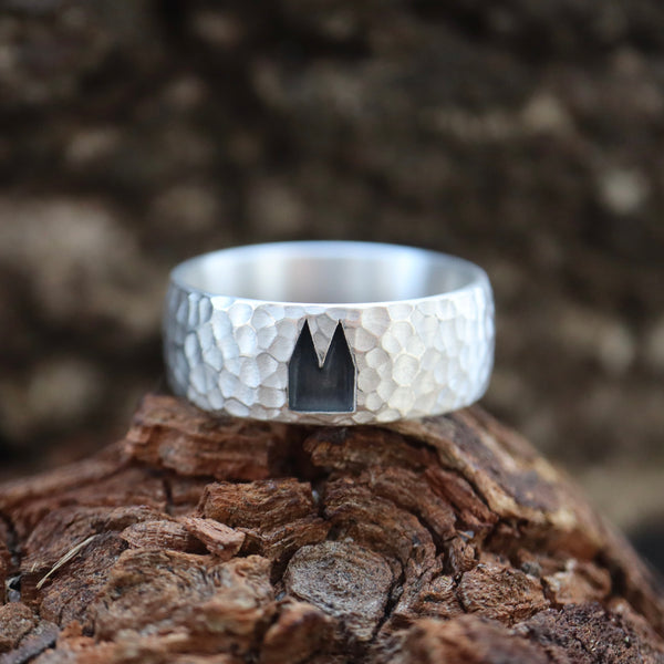 8 mm Premium Ring mit Hammerschlag