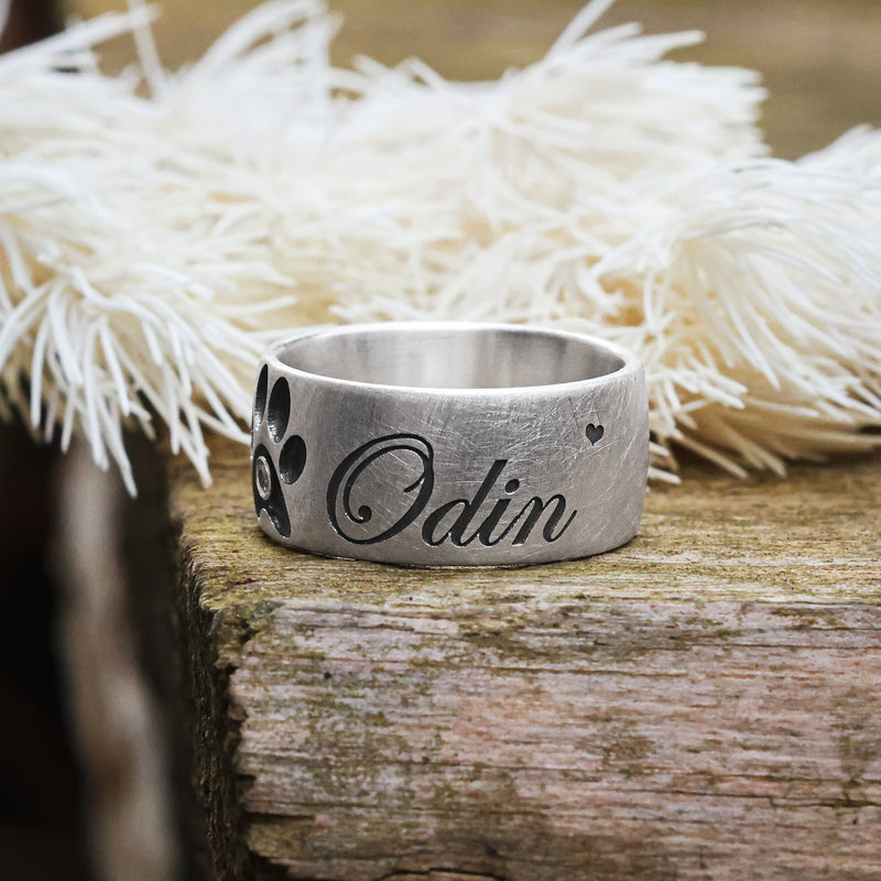 Pfotenring aus 925er Silber mit Diamant & Wunschgravur – personalisierter Schmuck für Tierliebhaber 🐾💍