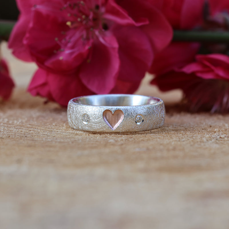 ICH LIEBE DICH RING (6mm breit) eismatt mit Diamanten