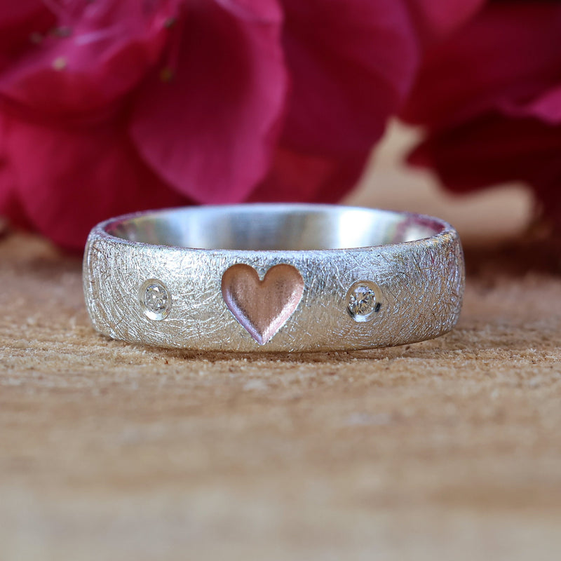 ICH LIEBE DICH RING (6mm breit) eismatt mit Diamanten