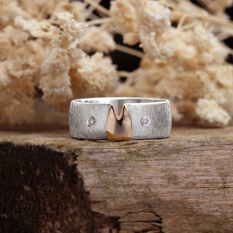 8 mm Klüngel Ring mit 2 Diamanten