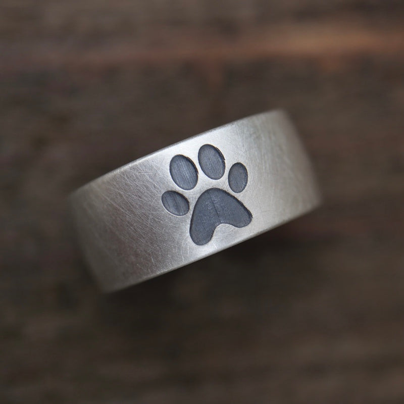 10mm Ring mit Pfote, schwammmatt