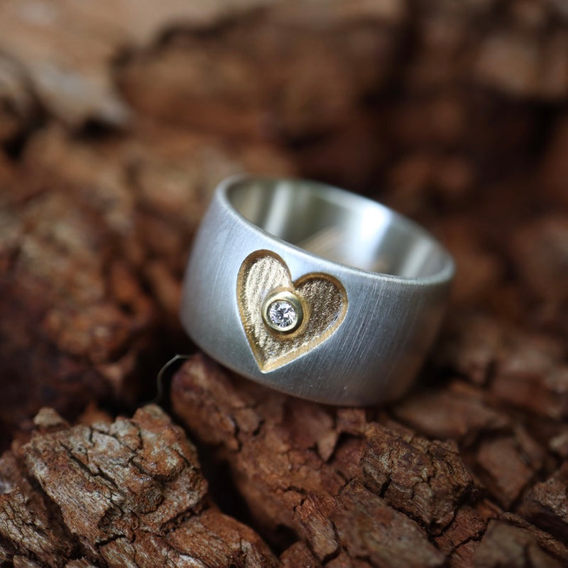 ICH LIEBE DICH RING (10 mm breit) mit Diamant