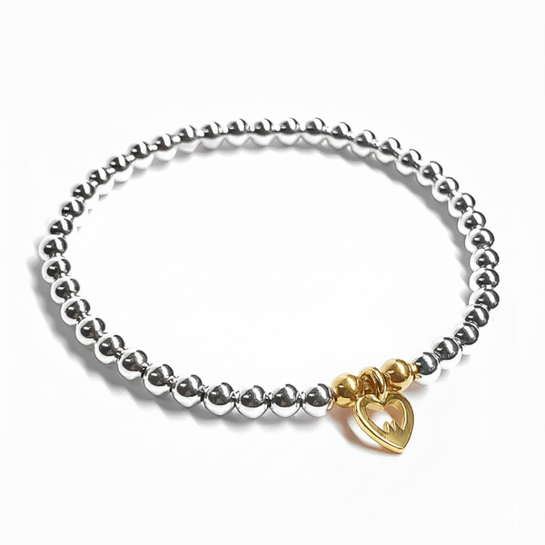 Köln-Herz Armband aus 925 Silber & 585 Rotgold