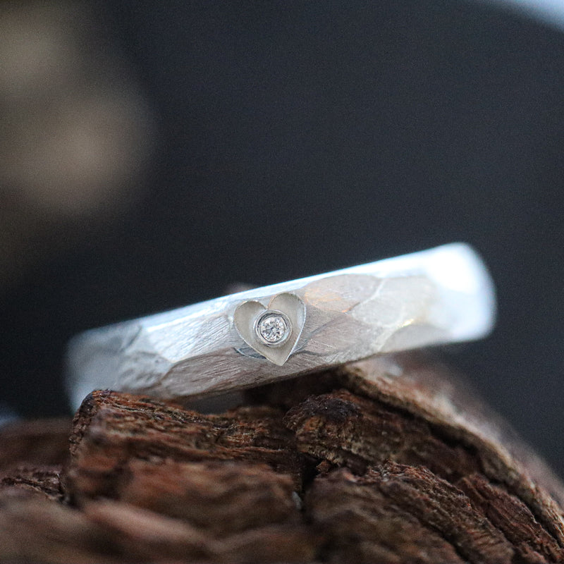 ICH LIEBE DICH RING aus 925 Silber mit Diamant (4 mm breit)