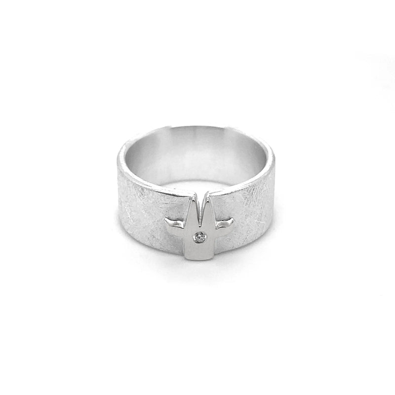 Ring mit Schutzengel und Diamant 10mm breit