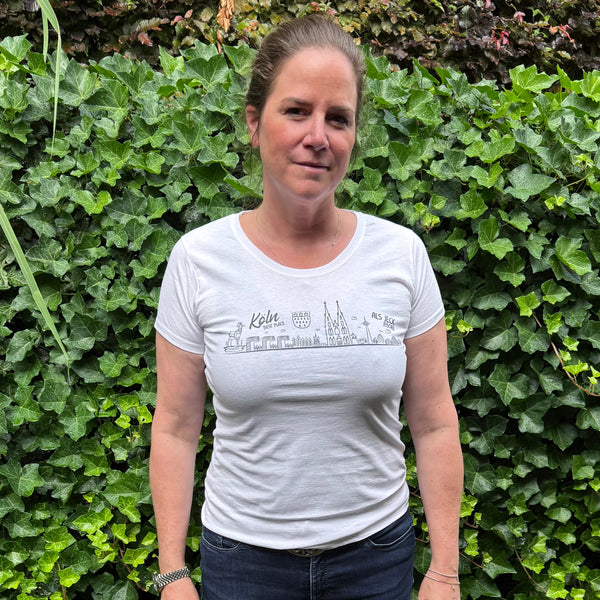 Skyline T-Shirt Weiß – „ALS JECK JEBORE“