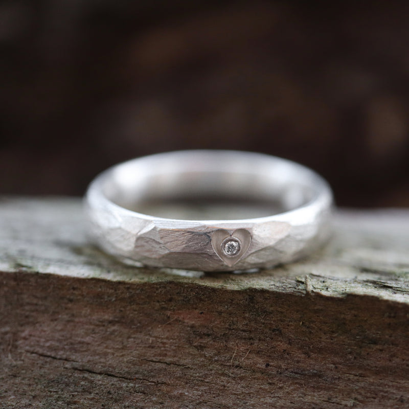 ICH LIEBE DICH RING aus 925 Silber mit Diamant (4 mm breit)