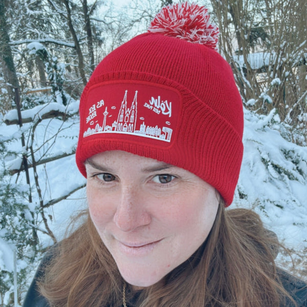 Kölner Skyline Mütze rot weiß