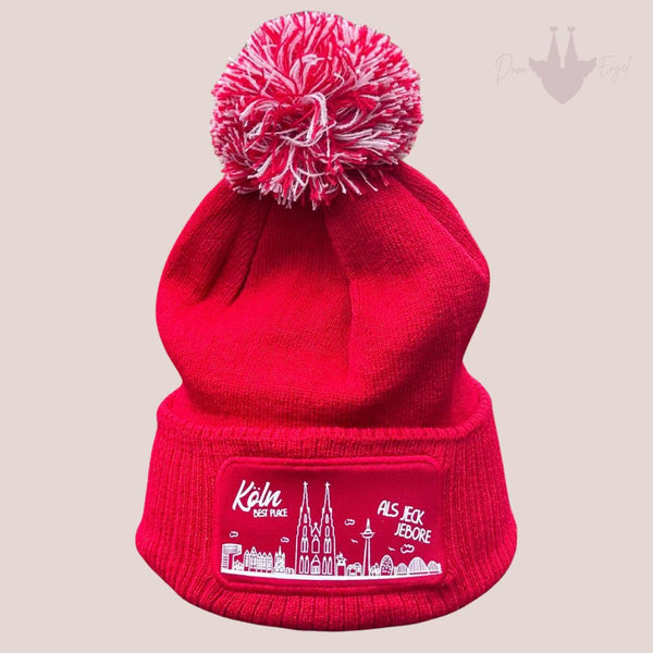 Kölner Skyline Mütze rot weiß