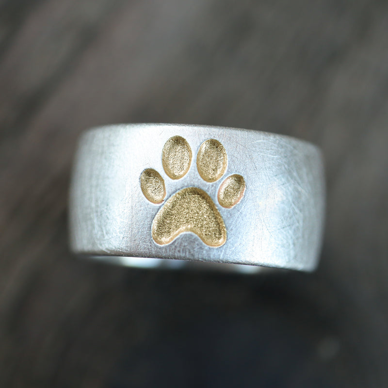10mm Ring mit Pfote, schwammmatt