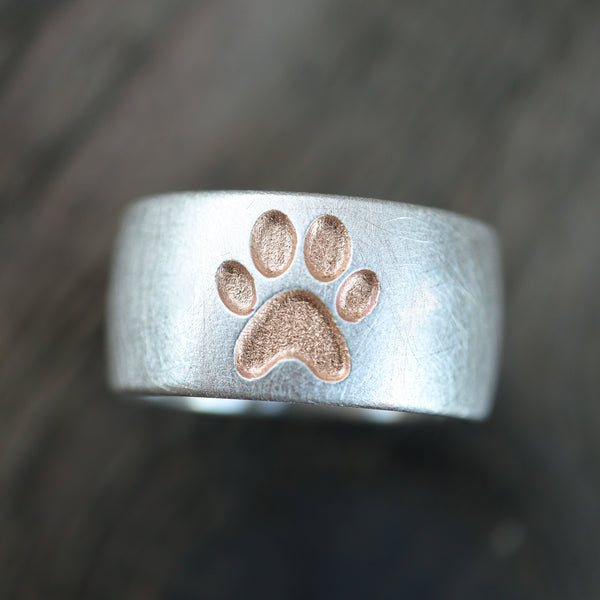 10mm Ring mit Pfote, schwammmatt