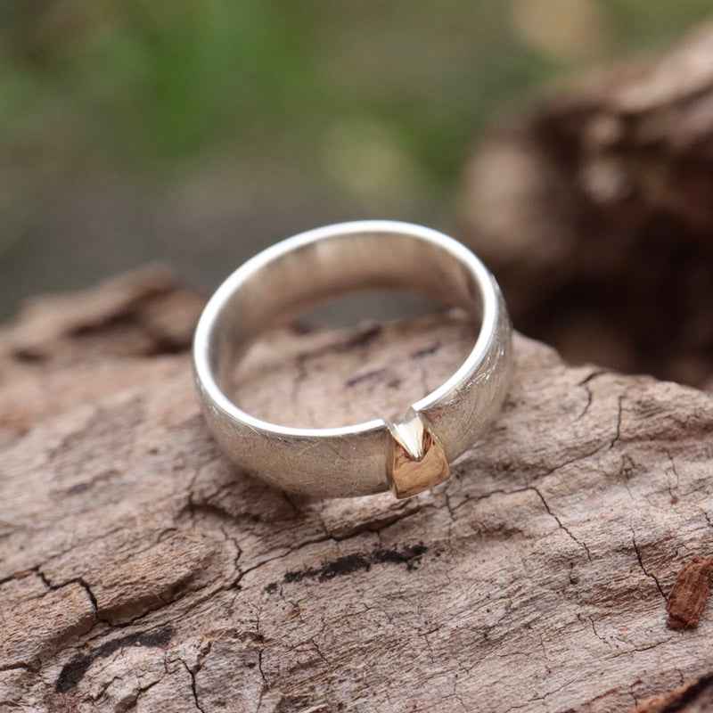 6mm Klüngel Ring mit Gelbgold Dom