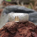 8 mm Premium Ring Hammerschlag mit vergoldeten Dom