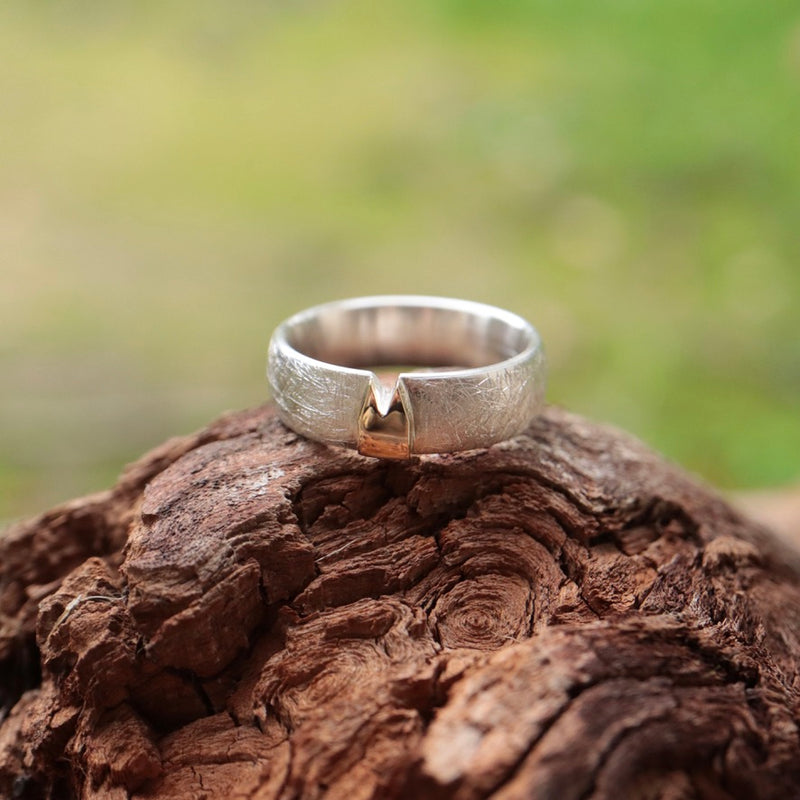 6mm Klüngel Ring mit Gelbgold Dom