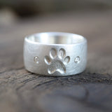 10mm breiter Ring mit Pfote 💎🐾💎 schwammmatt