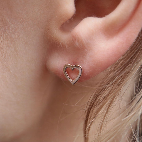Herz Ohrringe aus 585 Rotgold poliert