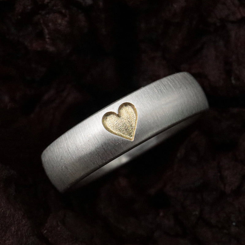ICH LIEBE DICH RING (6 mm breit) mit vergoldeten Herz