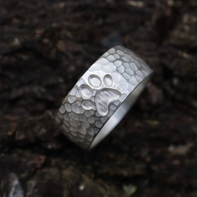 10 mm Ring mit Pfote und Hammerschlag