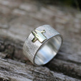 Ring mit Gelbgold Schutzengel 10 mm breit
